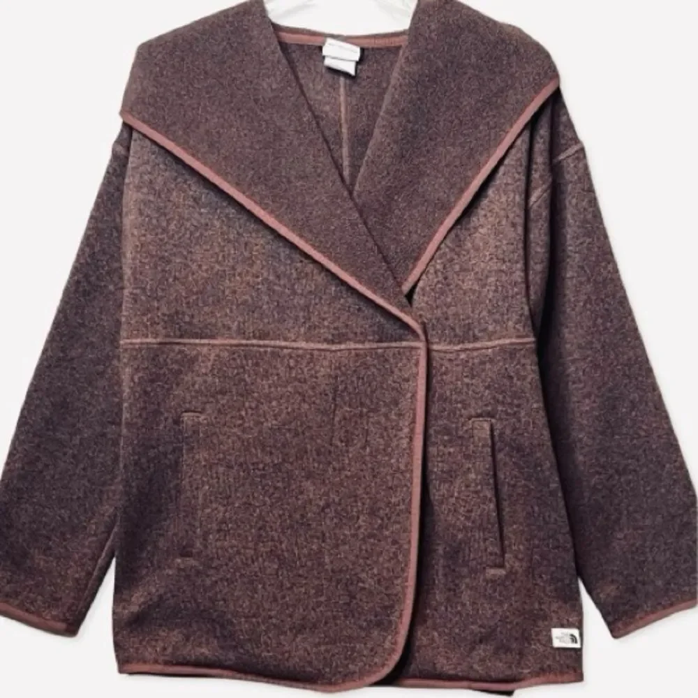 The North Face Crescent Oversized Wrap Hoodie Brown Heather Jacket Sweater SZ L - Picture 2 of 15